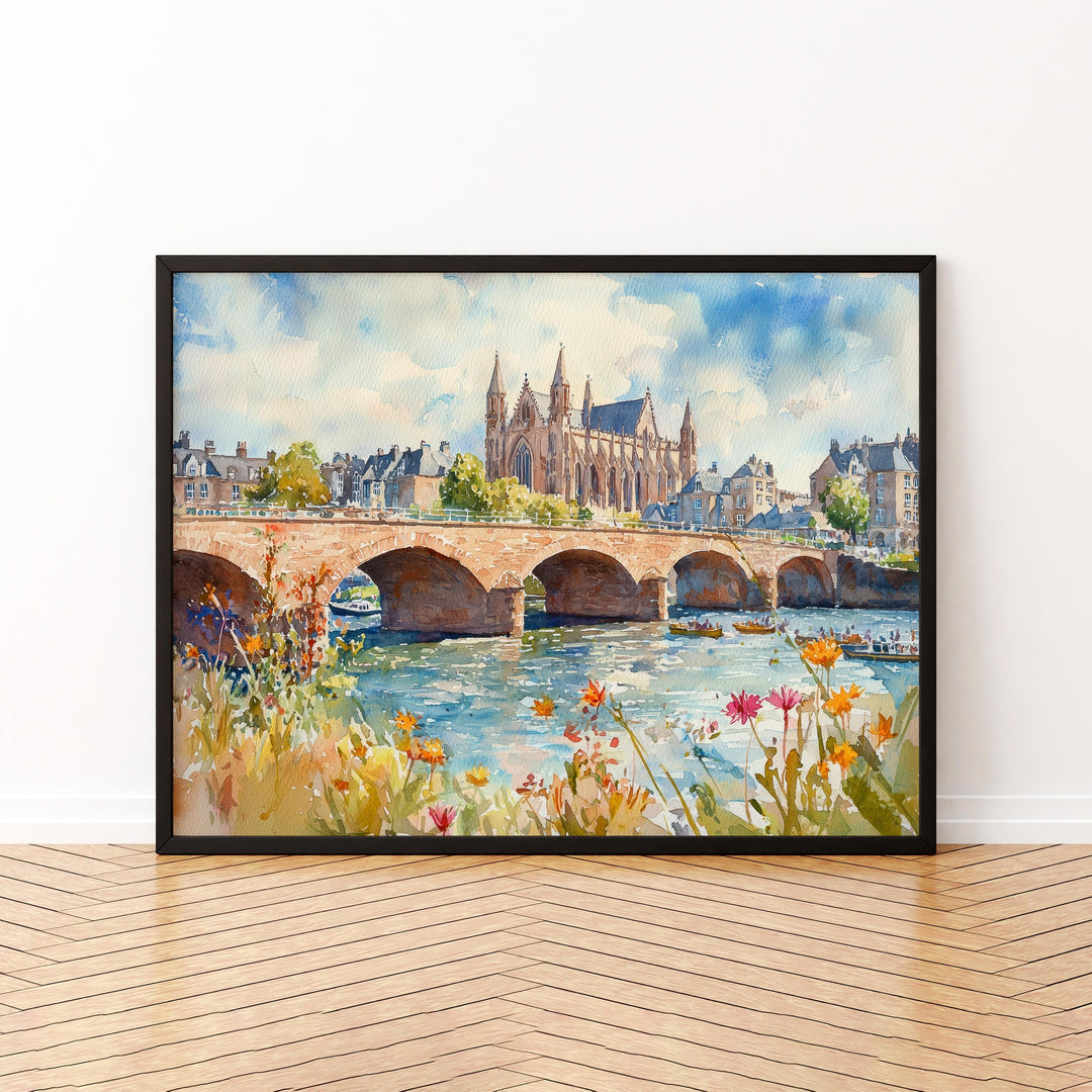Exeter Watercolor Poster Cathedral City Wall Art Exeter Wall Hanging Home Décor Exeter Gift Art Lovers England Wall Art