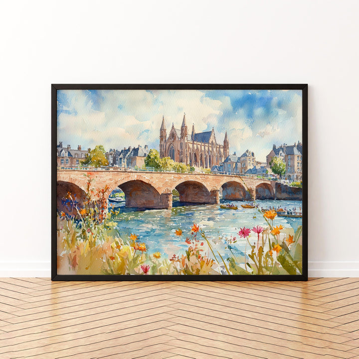Exeter Watercolor Poster Cathedral City Wall Art Exeter Wall Hanging Home Décor Exeter Gift Art Lovers England Wall Art