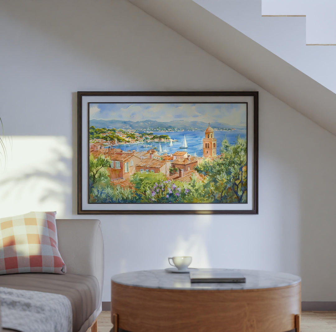 Saint-Tropez watercolor poster Wall Art Saint-Tropez Wall Hanging Home Décor Saint-Tropez Gift Art Lovers France Wall Art