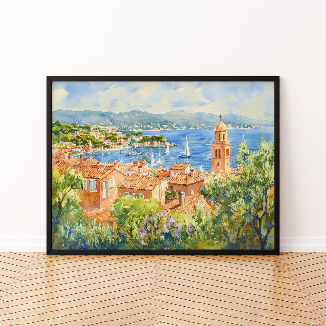 Saint-Tropez watercolor poster Wall Art Saint-Tropez Wall Hanging Home Décor Saint-Tropez Gift Art Lovers France Wall Art