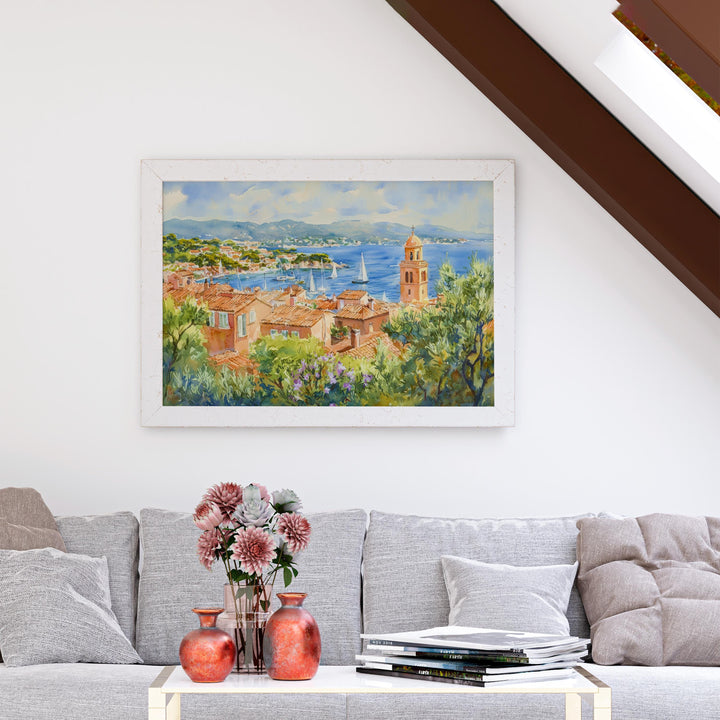 Saint-Tropez watercolor poster Wall Art Saint-Tropez Wall Hanging Home Décor Saint-Tropez Gift Art Lovers France Wall Art