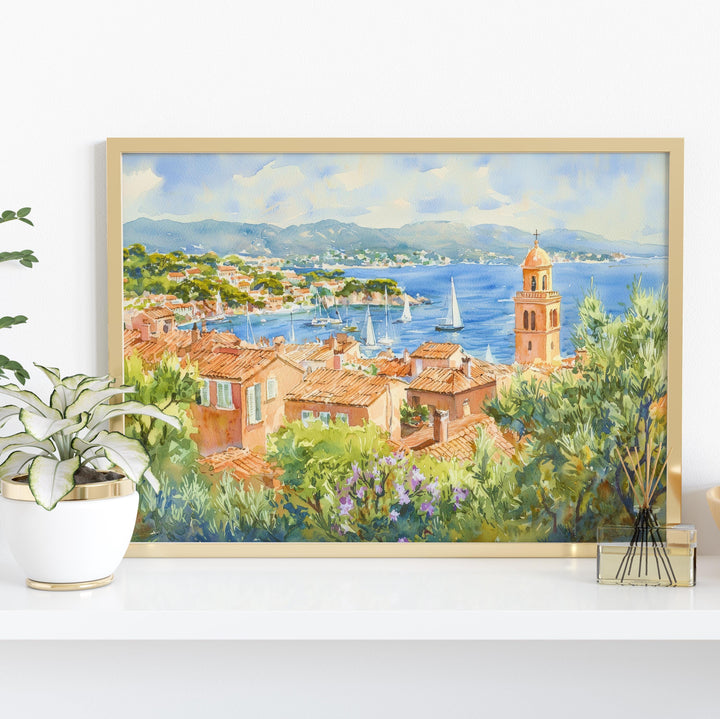 Saint-Tropez watercolor poster Wall Art Saint-Tropez Wall Hanging Home Décor Saint-Tropez Gift Art Lovers France Wall Art
