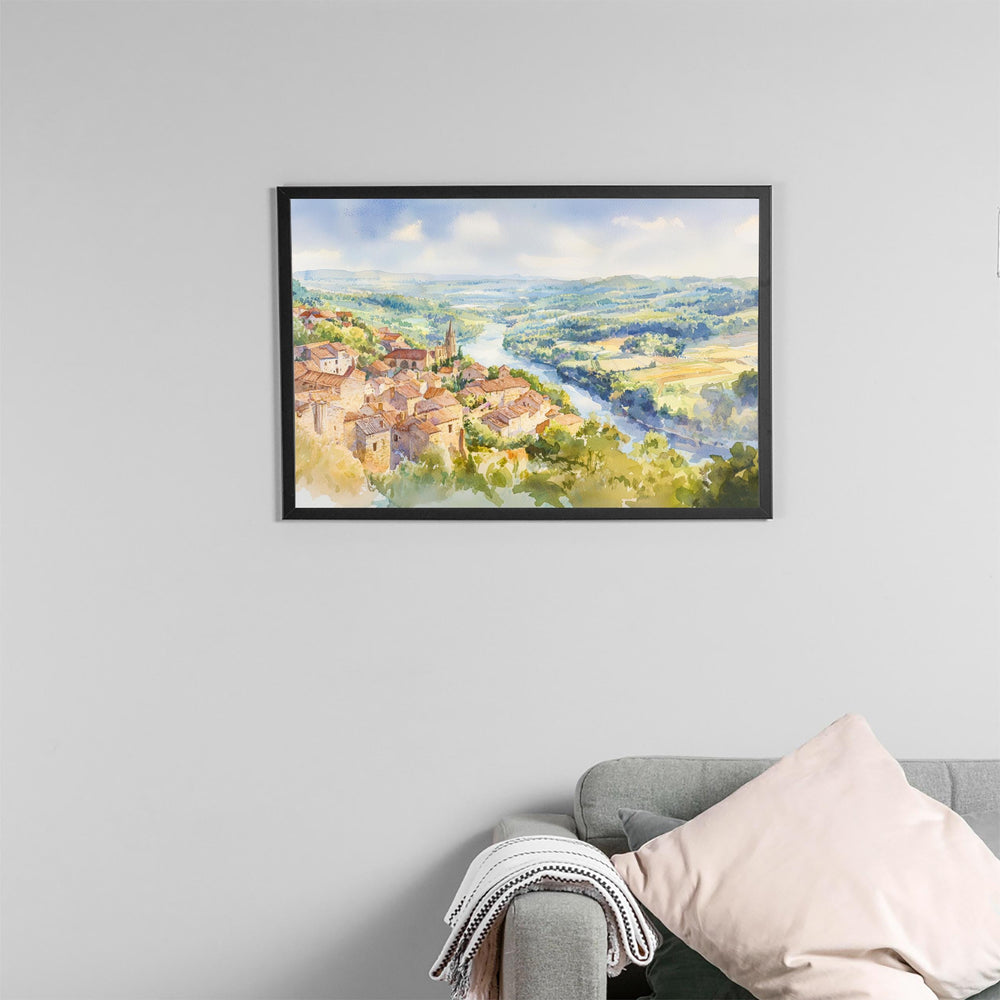 Dordogne Valley watercolor poster Wall Art Dordogne Valley Wall Hanging Home Décor Dordogne Valley Gift Art Lovers France Wall Art