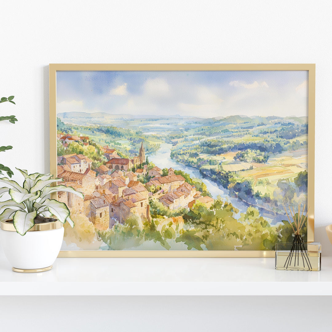 Dordogne Valley watercolor poster Wall Art Dordogne Valley Wall Hanging Home Décor Dordogne Valley Gift Art Lovers France Wall Art