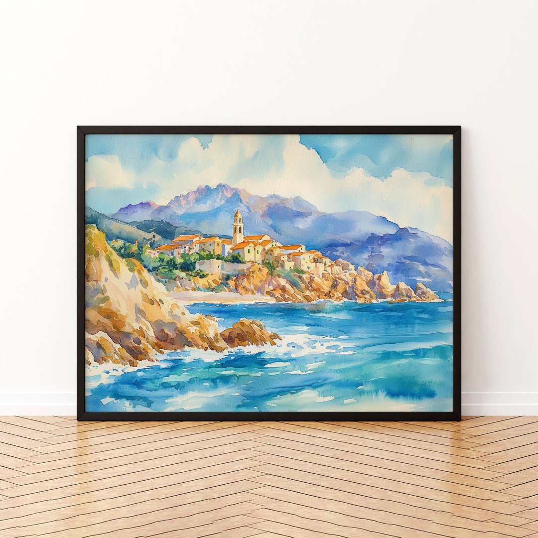 Corsica watercolor poster Wall Art Corsica Wall Hanging Home Décor Corsica Gift Art Lovers France Wall Art