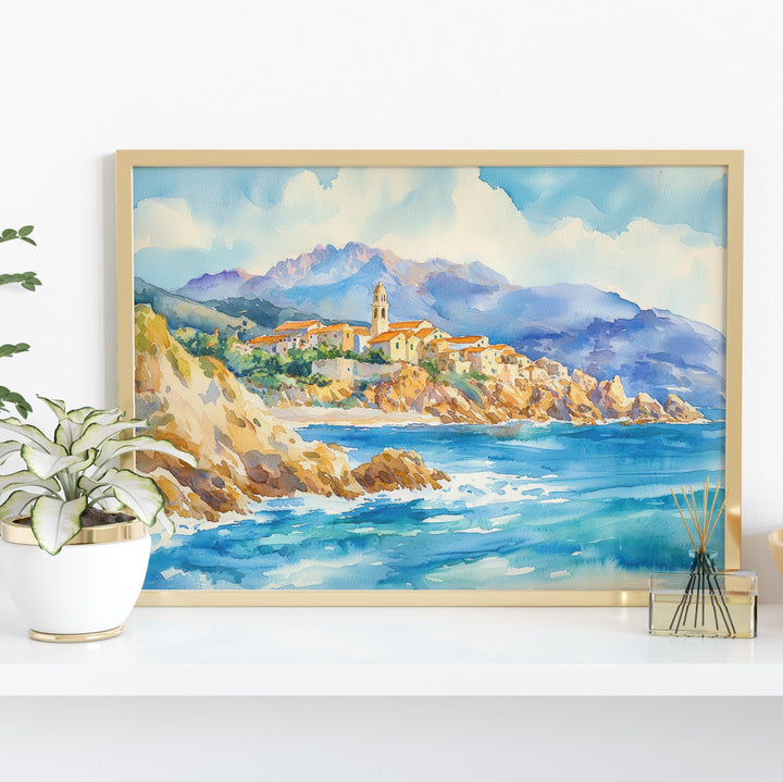 Corsica watercolor poster Wall Art Corsica Wall Hanging Home Décor Corsica Gift Art Lovers France Wall Art
