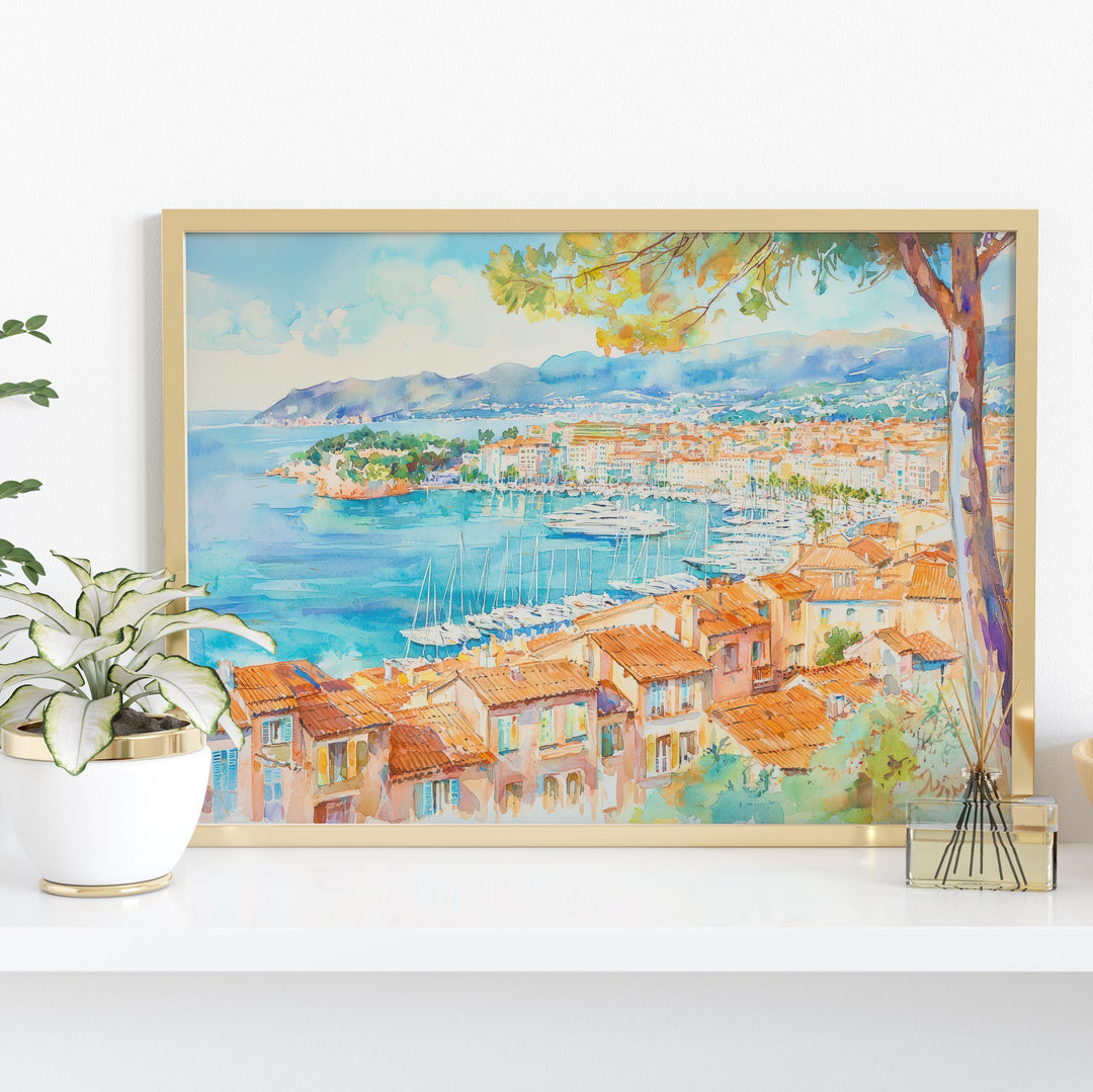 Cannes watercolor poster Wall Art Cannes Wall Hanging Home Décor Cannes Gift Art Lovers France Wall Art