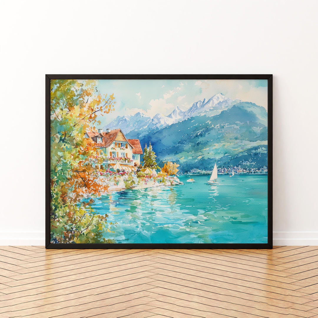 Annecy watercolor poster Wall Art Annecy Wall Hanging Home Décor Annecy Gift Art Lovers France Wall Art