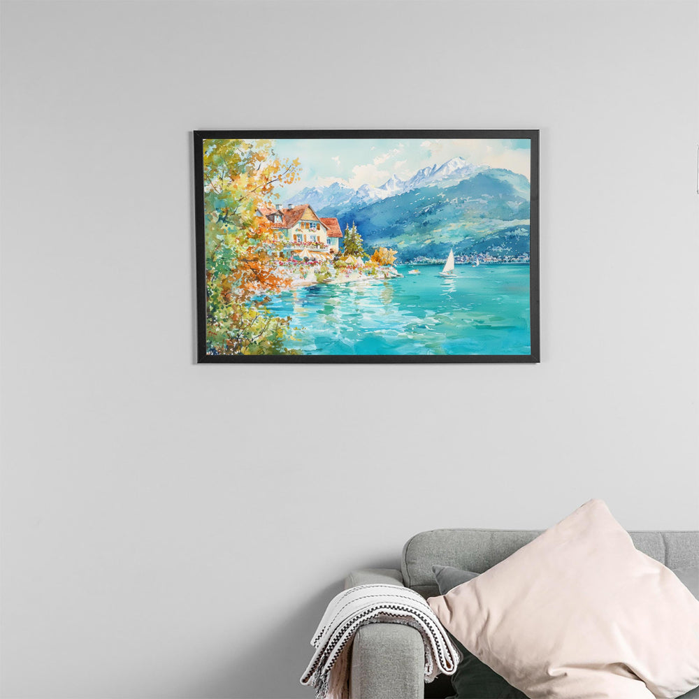 Annecy watercolor poster Wall Art Annecy Wall Hanging Home Décor Annecy Gift Art Lovers France Wall Art