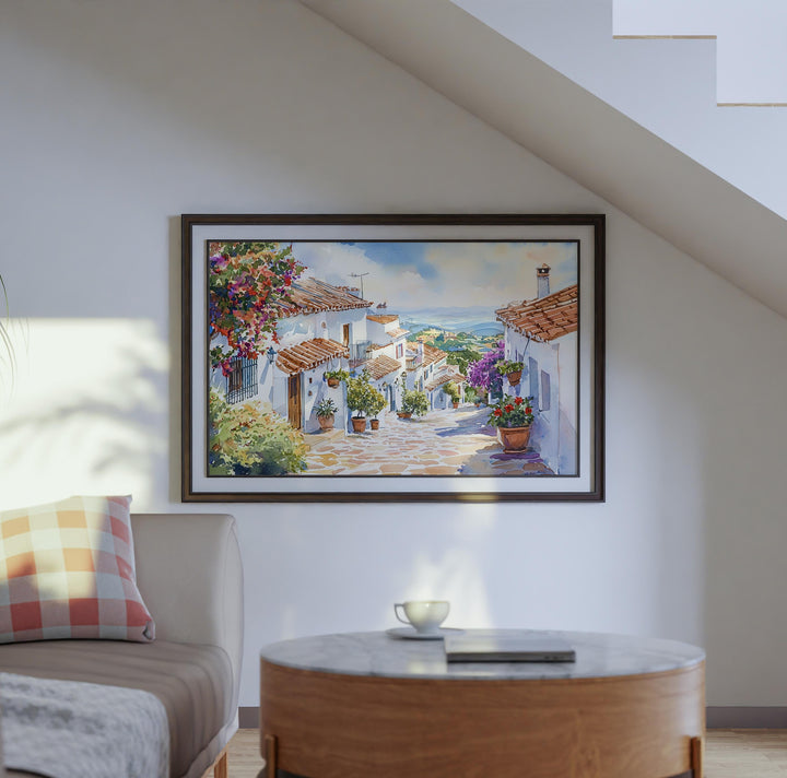 Mijas watercolor poster Wall Art Mijas Wall Hanging Home Décor Mijas Gift Art Lovers Spain Wall Art