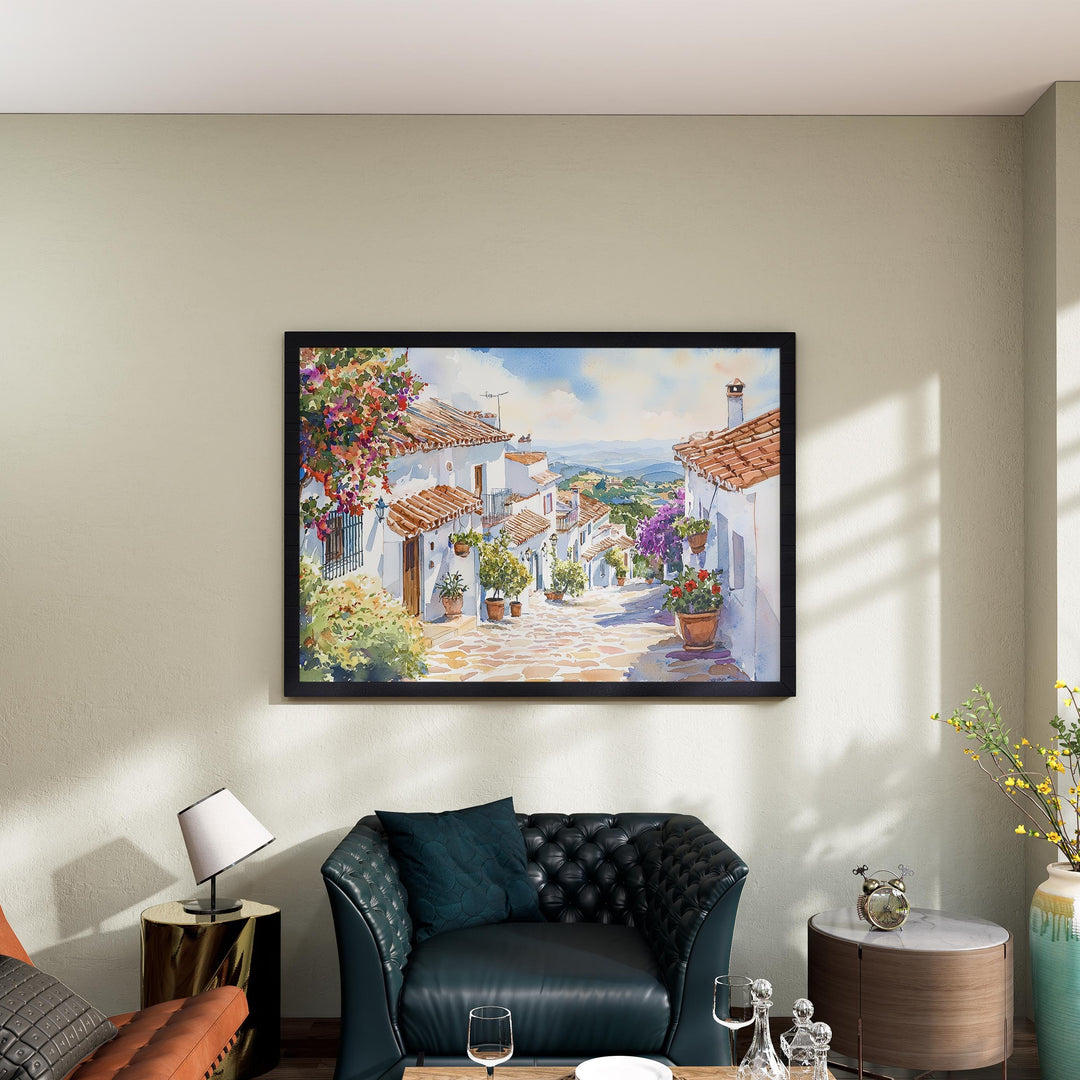 Mijas watercolor poster Wall Art Mijas Wall Hanging Home Décor Mijas Gift Art Lovers Spain Wall Art