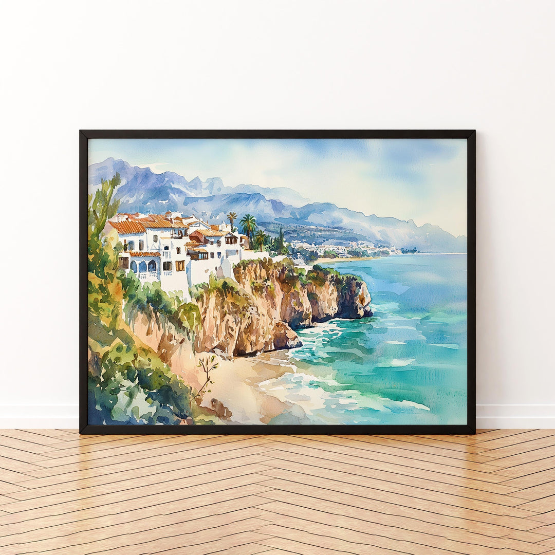 Nerja watercolor poster Wall Art Nerja Wall Hanging Home Décor Nerja Gift Art Lovers Spain Wall Art