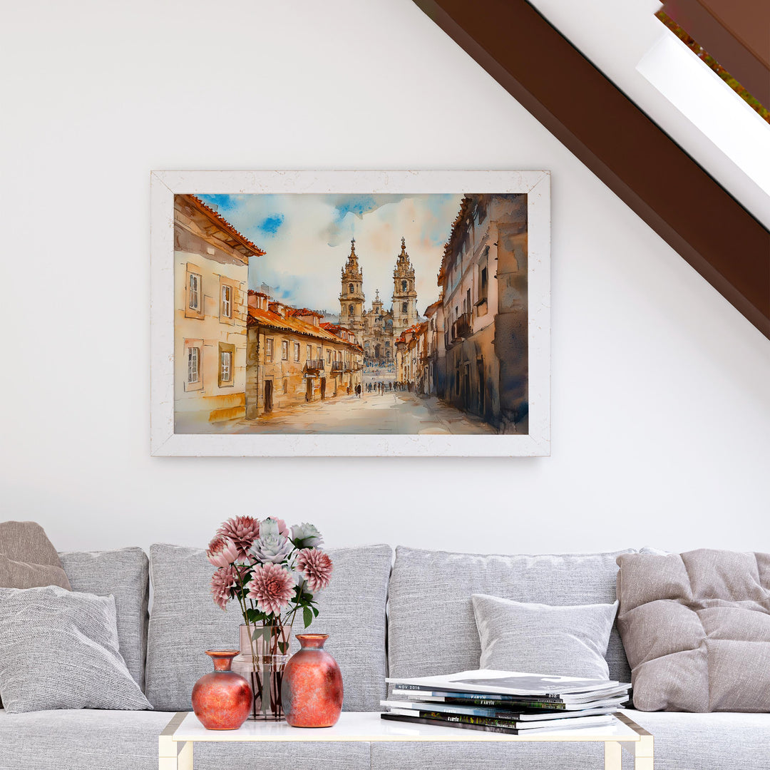 Santiago de Compostela watercolor poster Wall Art Santiago de Compostela Wall Hanging Home Décor Santiago de Compostela Gift Art Lovers