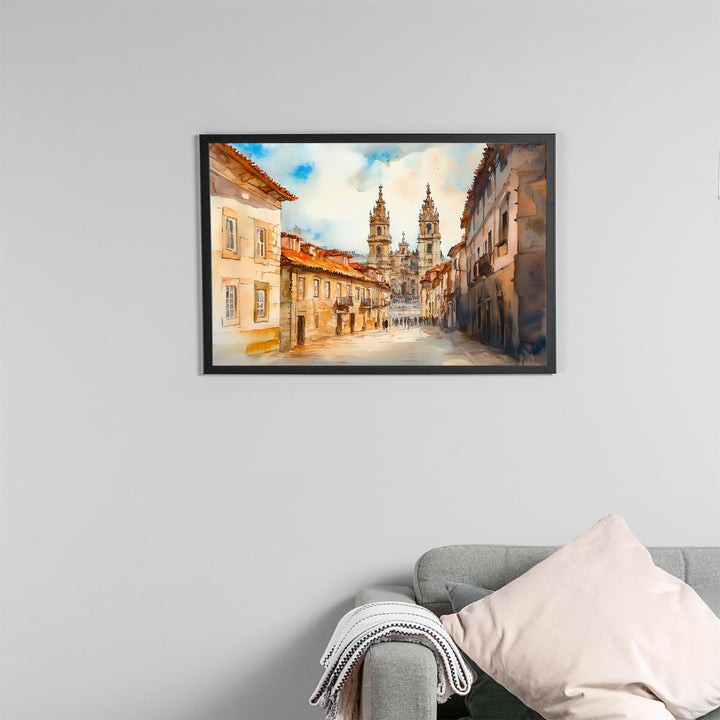 Santiago de Compostela watercolor poster Wall Art Santiago de Compostela Wall Hanging Home Décor Santiago de Compostela Gift Art Lovers