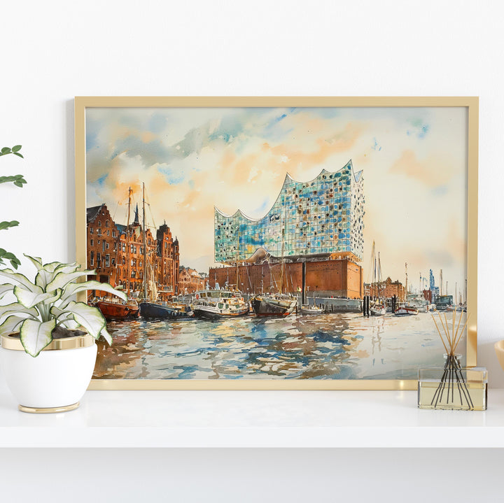 Hamburg watercolor poster Wall Art Hamburg Wall Hanging Home Décor Hamburg Gift Art Lovers Germany Wall Art