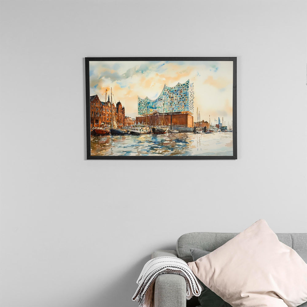 Hamburg watercolor poster Wall Art Hamburg Wall Hanging Home Décor Hamburg Gift Art Lovers Germany Wall Art