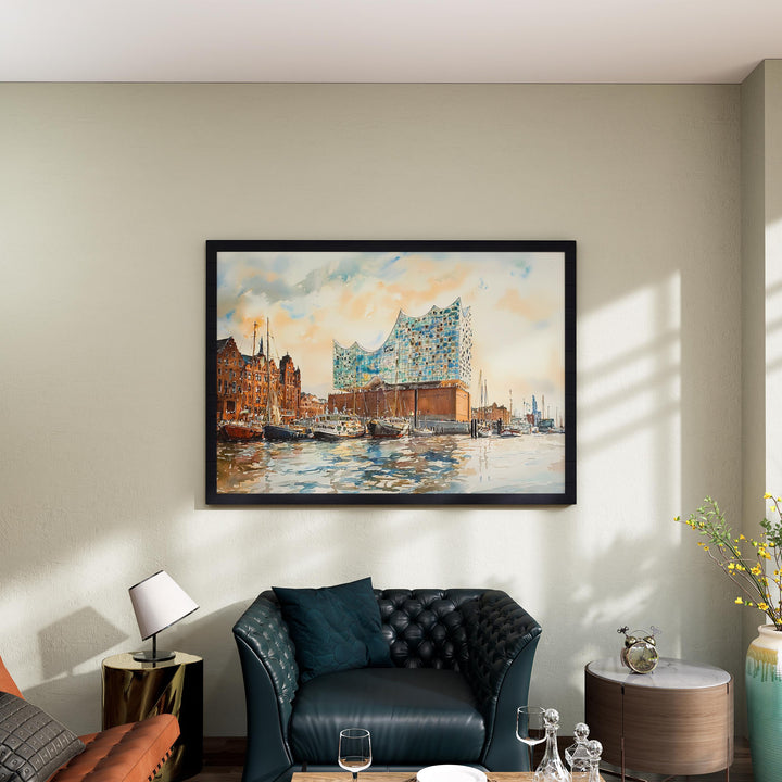 Hamburg watercolor poster Wall Art Hamburg Wall Hanging Home Décor Hamburg Gift Art Lovers Germany Wall Art