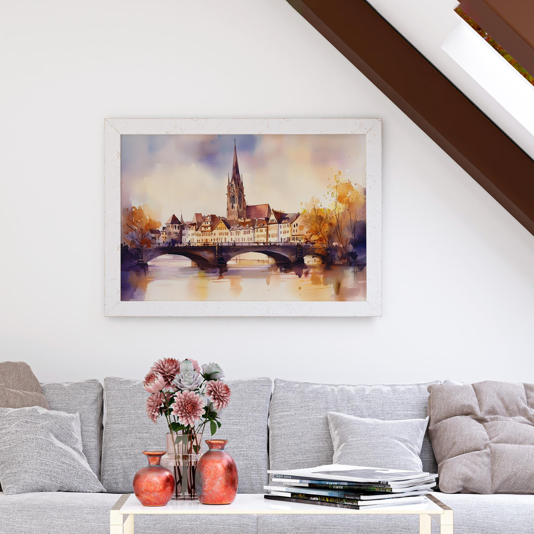 Stuttgart watercolor poster Wall Art Stuttgart Wall Hanging Home Décor Stuttgart Gift Art Lovers Germany Wall Art