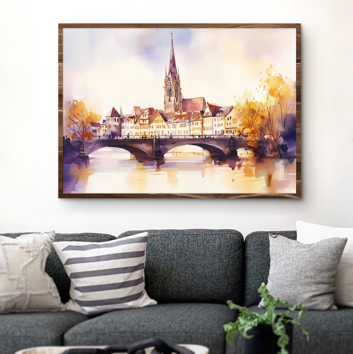 Stuttgart watercolor poster Wall Art Stuttgart Wall Hanging Home Décor Stuttgart Gift Art Lovers Germany Wall Art