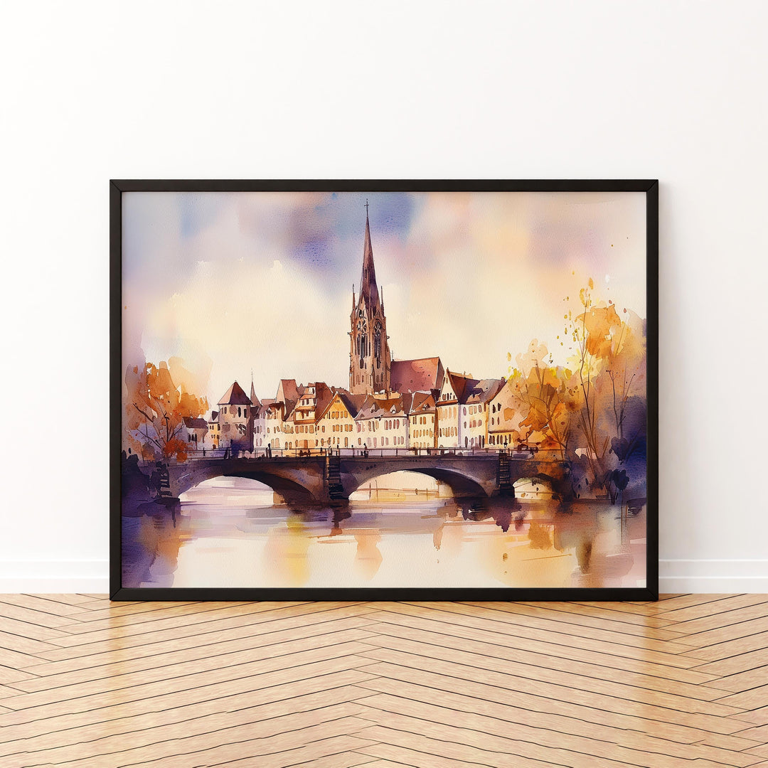 Stuttgart watercolor poster Wall Art Stuttgart Wall Hanging Home Décor Stuttgart Gift Art Lovers Germany Wall Art