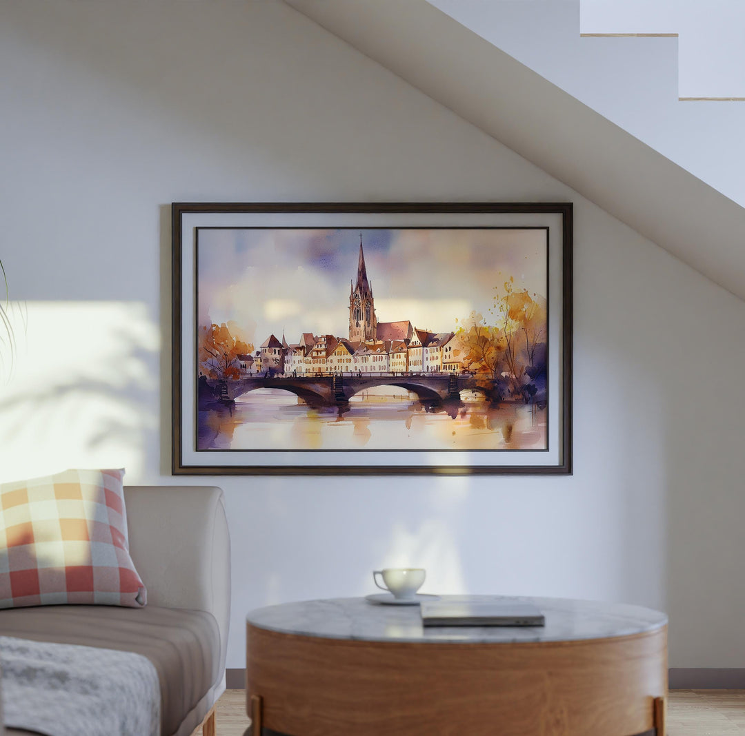 Stuttgart watercolor poster Wall Art Stuttgart Wall Hanging Home Décor Stuttgart Gift Art Lovers Germany Wall Art