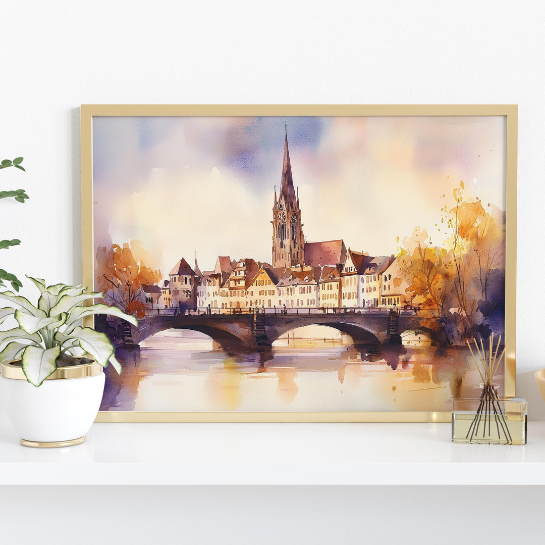 Stuttgart watercolor poster Wall Art Stuttgart Wall Hanging Home Décor Stuttgart Gift Art Lovers Germany Wall Art