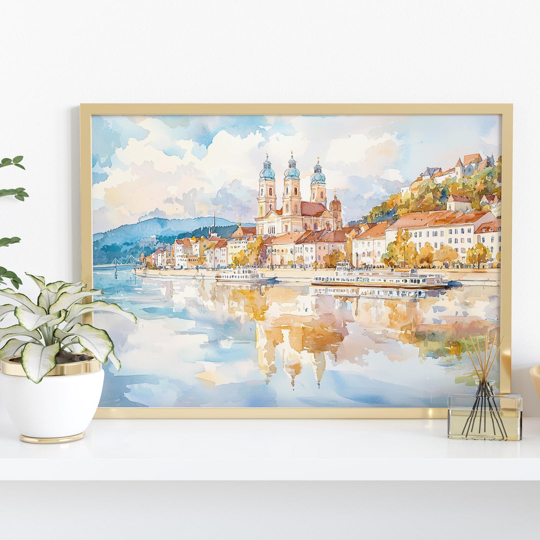 Passau watercolor poster Wall Art Passau Wall Hanging Home Décor Passau Gift Art Lovers Germany Wall Art