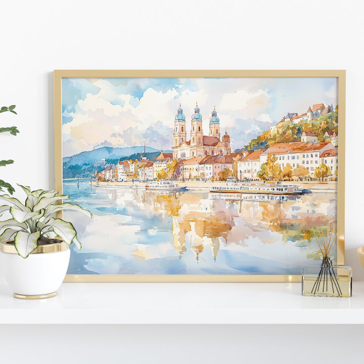 Passau watercolor poster Wall Art Passau Wall Hanging Home Décor Passau Gift Art Lovers Germany Wall Art