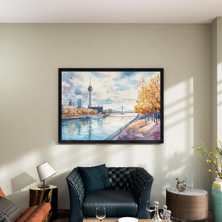 Dusseldorf watercolor poster Wall Art Dusseldorf Wall Hanging Home Décor Dusseldorf Gift Art Lovers Germany Wall Art