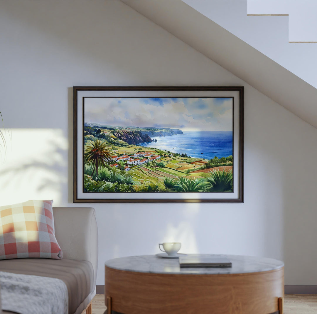 Azores watercolor poster Wall Art Azores Wall Hanging Home Décor Azores Gift Art Lovers Portugal Wall Art