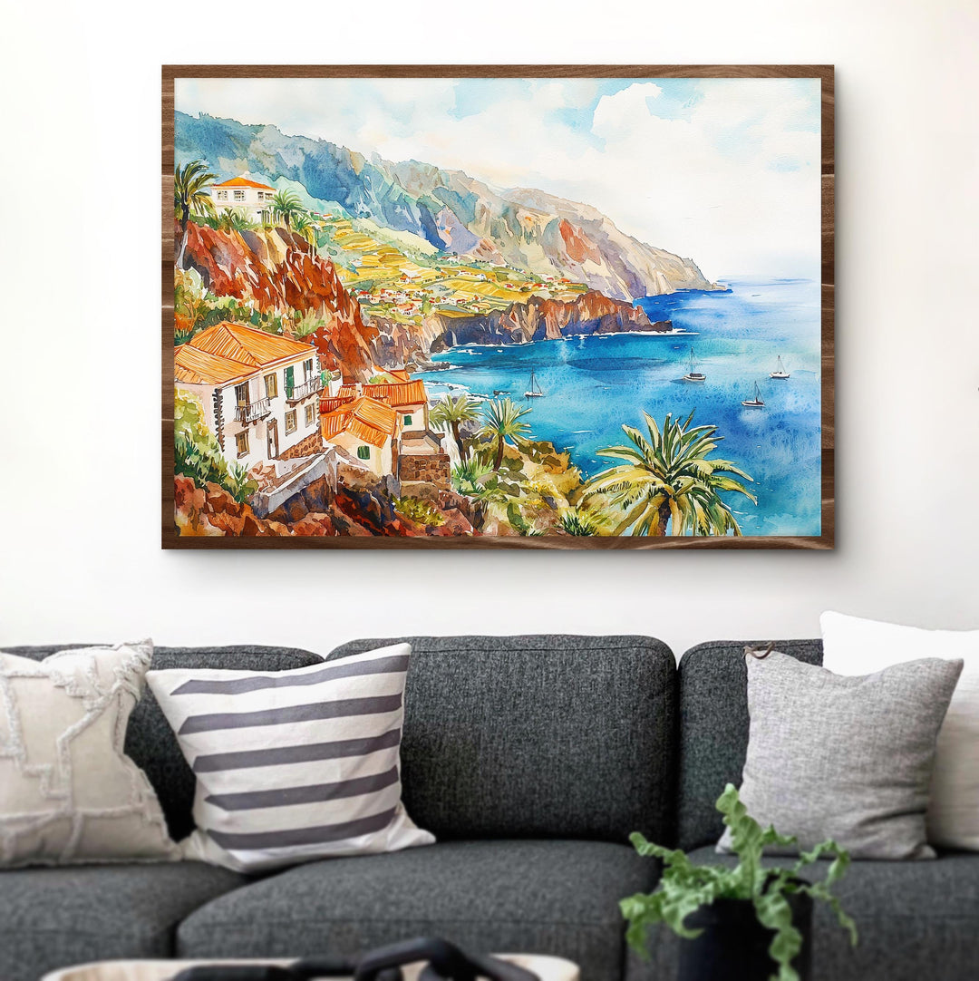 Madeira watercolor poster Wall Art Madeira Wall Hanging Home Décor Madeira Gift Art Lovers Portugal Wall Art