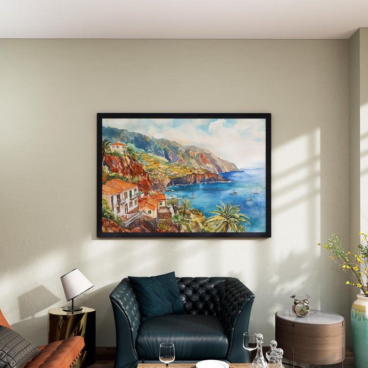 Madeira watercolor poster Wall Art Madeira Wall Hanging Home Décor Madeira Gift Art Lovers Portugal Wall Art