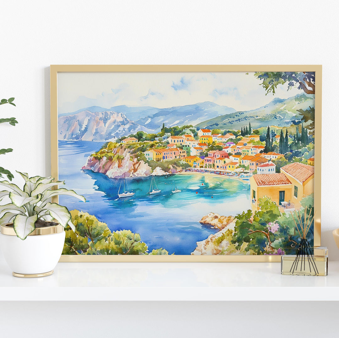 Kefalonia watercolor poster Wall Art Kefalonia Wall Hanging Home Décor Kefalonia Gift Art Lovers Greece Wall Art