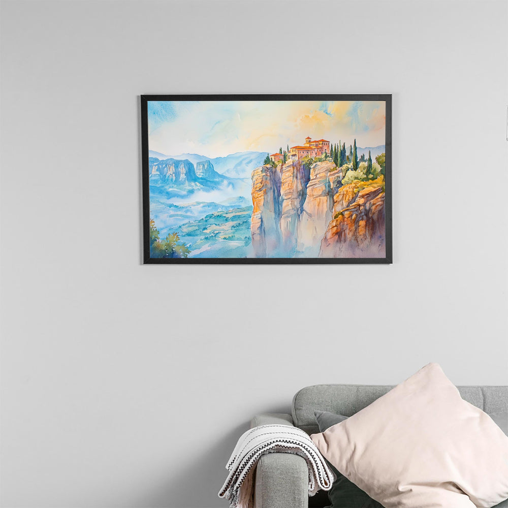 Meteora watercolor poster Wall Art Meteora Wall Hanging Home Décor Meteora Gift Art Lovers Greece Wall Art