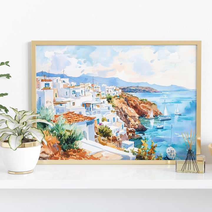 Milos watercolor poster Wall Art Milos Wall Hanging Home Décor Milos Gift Art Lovers Greece Wall Art