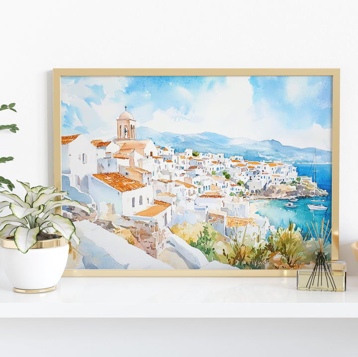 Naxos watercolor poster Wall Art Naxos Wall Hanging Home Décor Naxos Gift Art Lovers Greece Wall Art