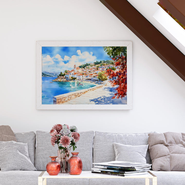 Skiathos watercolor poster Wall Art Skiathos Wall Hanging Home Décor Skiathos Gift Art Lovers Greece Wall Art