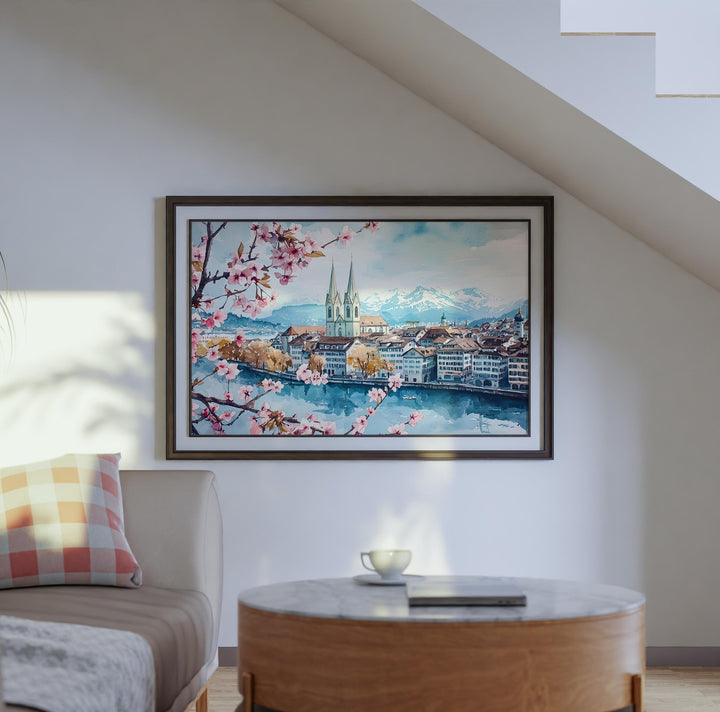 Zurich watercolor poster Wall Art Zurich Wall Hanging Home Décor Zurich Gift Art Lovers Switzerland Wall Art