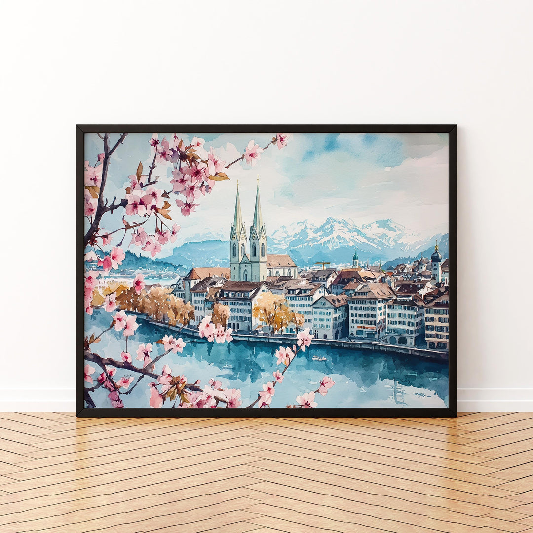 Zurich watercolor poster Wall Art Zurich Wall Hanging Home Décor Zurich Gift Art Lovers Switzerland Wall Art