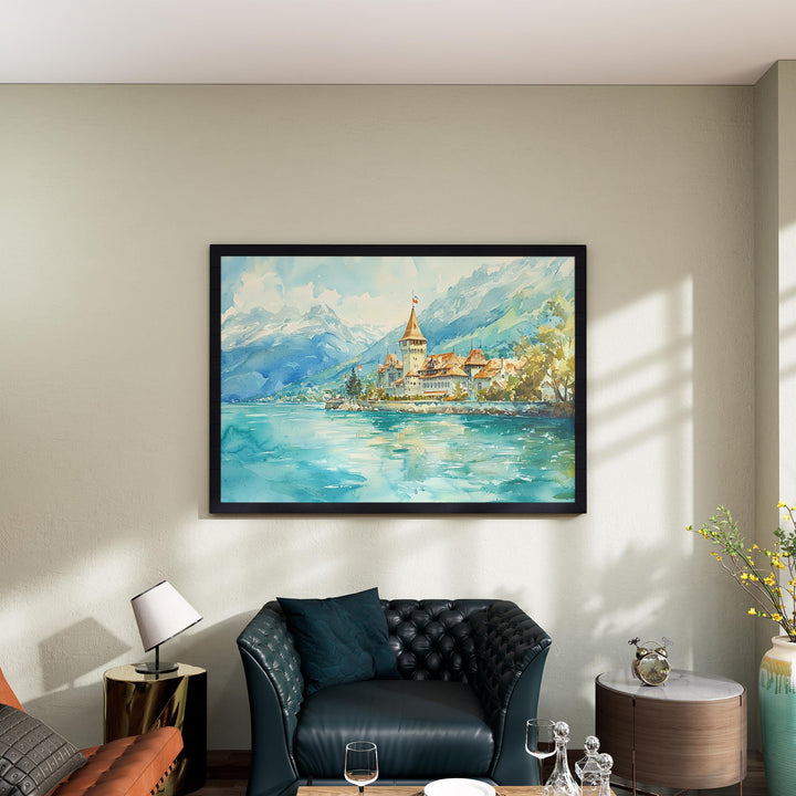 Montreux watercolor poster Wall Art Montreux Wall Hanging Home Décor Montreux Gift Art Lovers Switzerland Wall Art