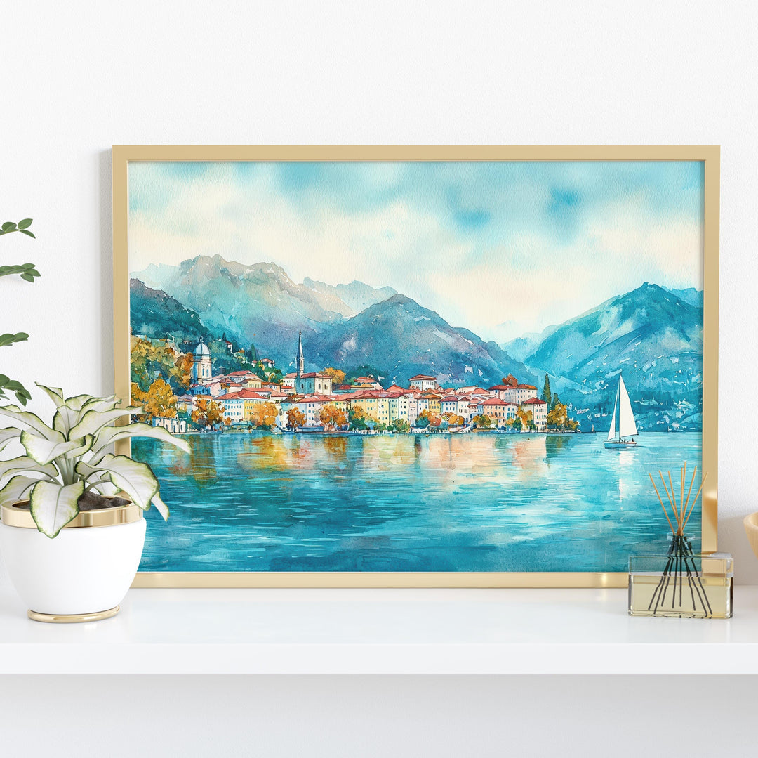 Lugano watercolor poster Wall Art Lugano Wall Hanging Home Décor Lugano Gift Art Lovers Switzerland Wall Art