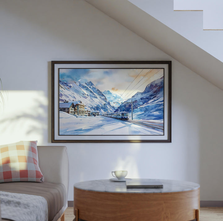 Jungfraujoch watercolor poster Wall Art Jungfraujoch Wall Hanging Home Décor Jungfraujoch Gift Art Lovers Switzerland wall art