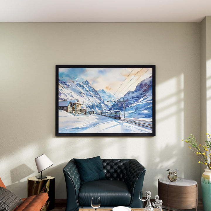 Jungfraujoch watercolor poster Wall Art Jungfraujoch Wall Hanging Home Décor Jungfraujoch Gift Art Lovers Switzerland wall art