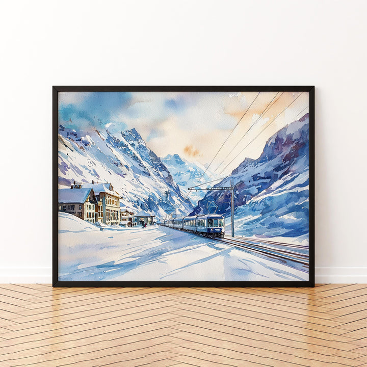 Jungfraujoch watercolor poster Wall Art Jungfraujoch Wall Hanging Home Décor Jungfraujoch Gift Art Lovers Switzerland wall art