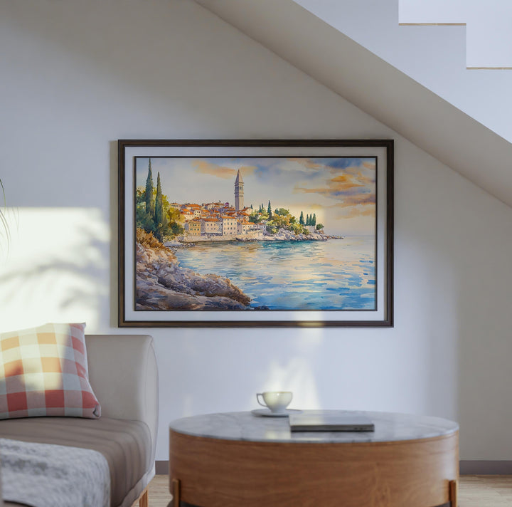 Rovinj Watercolor Travel Poster Old Town Coastal Art Print Croatia Wall Decor Charming Gift for Art Lovers Istria Travel Art