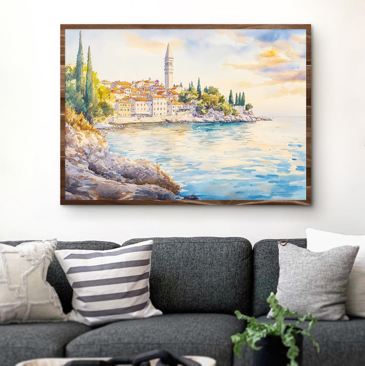 Rovinj Watercolor Travel Poster Old Town Coastal Art Print Croatia Wall Decor Charming Gift for Art Lovers Istria Travel Art