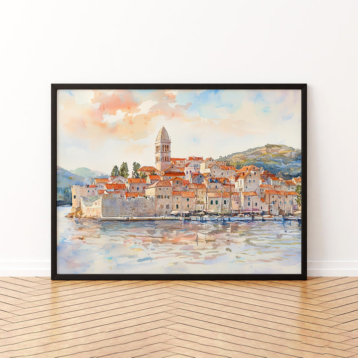 Korčula watercolor poster Wall Art Korčula Wall Hanging Home Décor Korčula Gift Art Lovers Croatia Wall Art