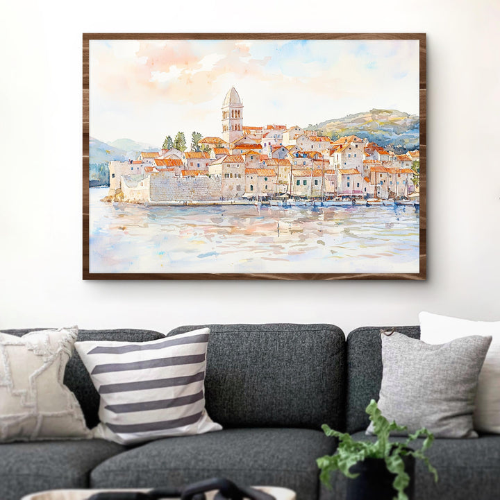 Korčula watercolor poster Wall Art Korčula Wall Hanging Home Décor Korčula Gift Art Lovers Croatia Wall Art