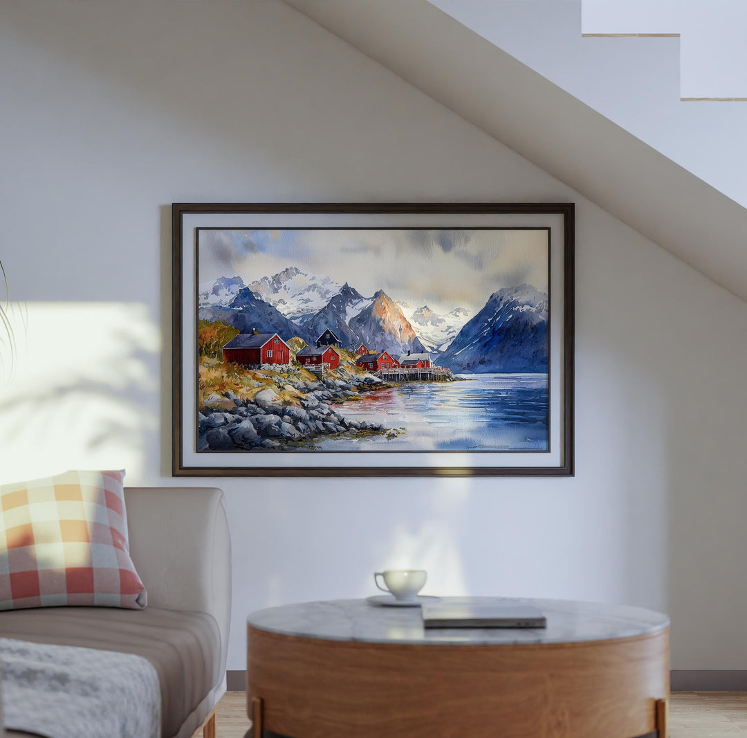 Lofoten watercolor poster Wall Art Lofoten Wall Hanging Home Décor Lofoten Gift Art Lovers Norway Wall Art