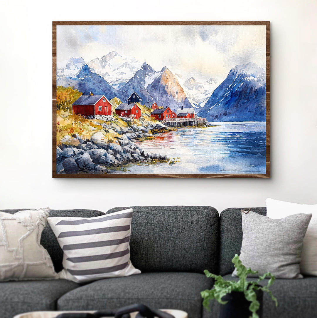 Lofoten watercolor poster Wall Art Lofoten Wall Hanging Home Décor Lofoten Gift Art Lovers Norway Wall Art